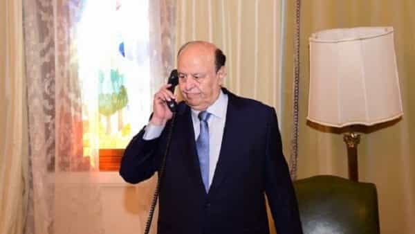 الرياض: الرئيس اليمني يهاتف نائبه ورئيس حكومته وقادة الجيش في اول ظهور افتراضي منذ رحلته العلاجية قبل 20 يوما
