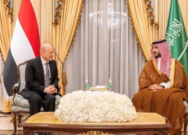 الرئيس العليمي واعضاء المجلس الرئاسي يلتقون وزير الدفاع السعودي في سياق ترتيبات لإنعاش عملية السلام